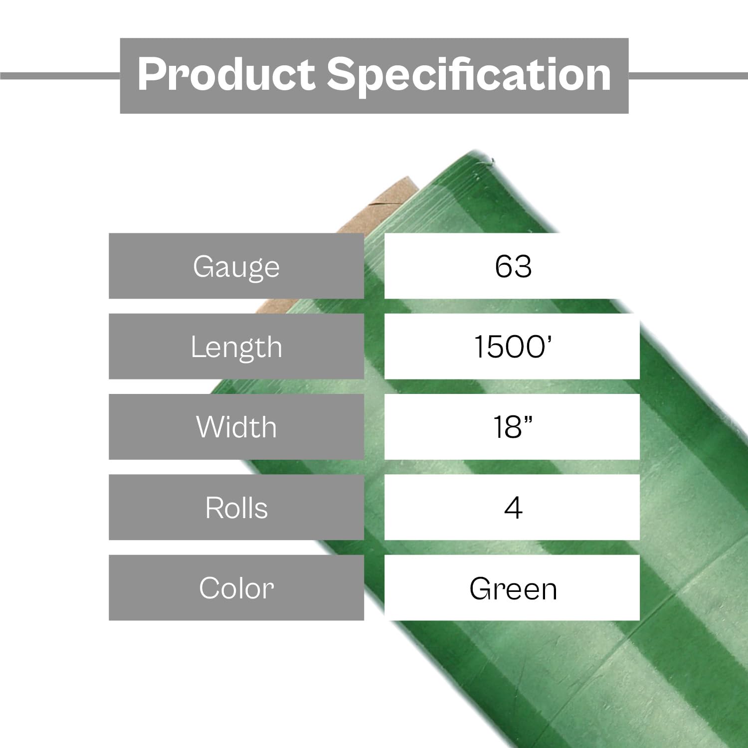 PSBM Green Stretch Wrap, 4 sztuki, 45 cm x 3500 m, grubość 63 mm, przyciemniane/przezroczyste rolki folii rozciągającej do pakowania palet