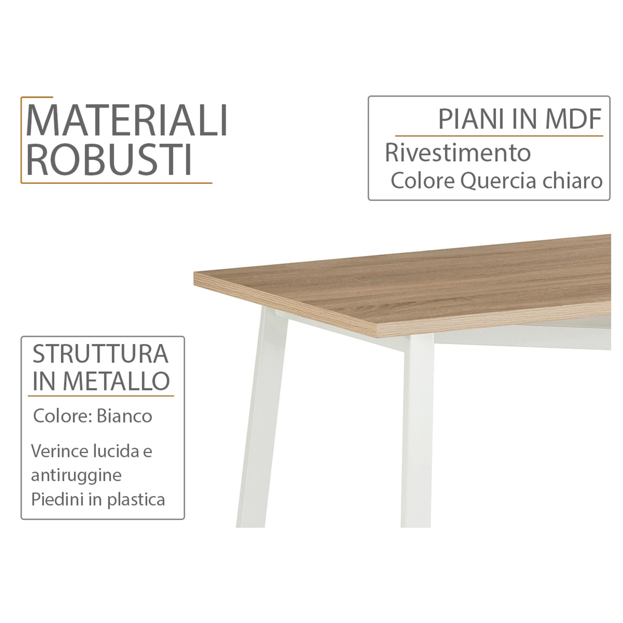yelloo - Scrivania con Cassetti Salvaspazio, Scrivania Ufficio per Computer, Adatta per Cameretta, Scrivanie dal Design Moderno ed Elegante, Tavolo Ufficio Porta PC (Mod. ELEGANT Quercia)