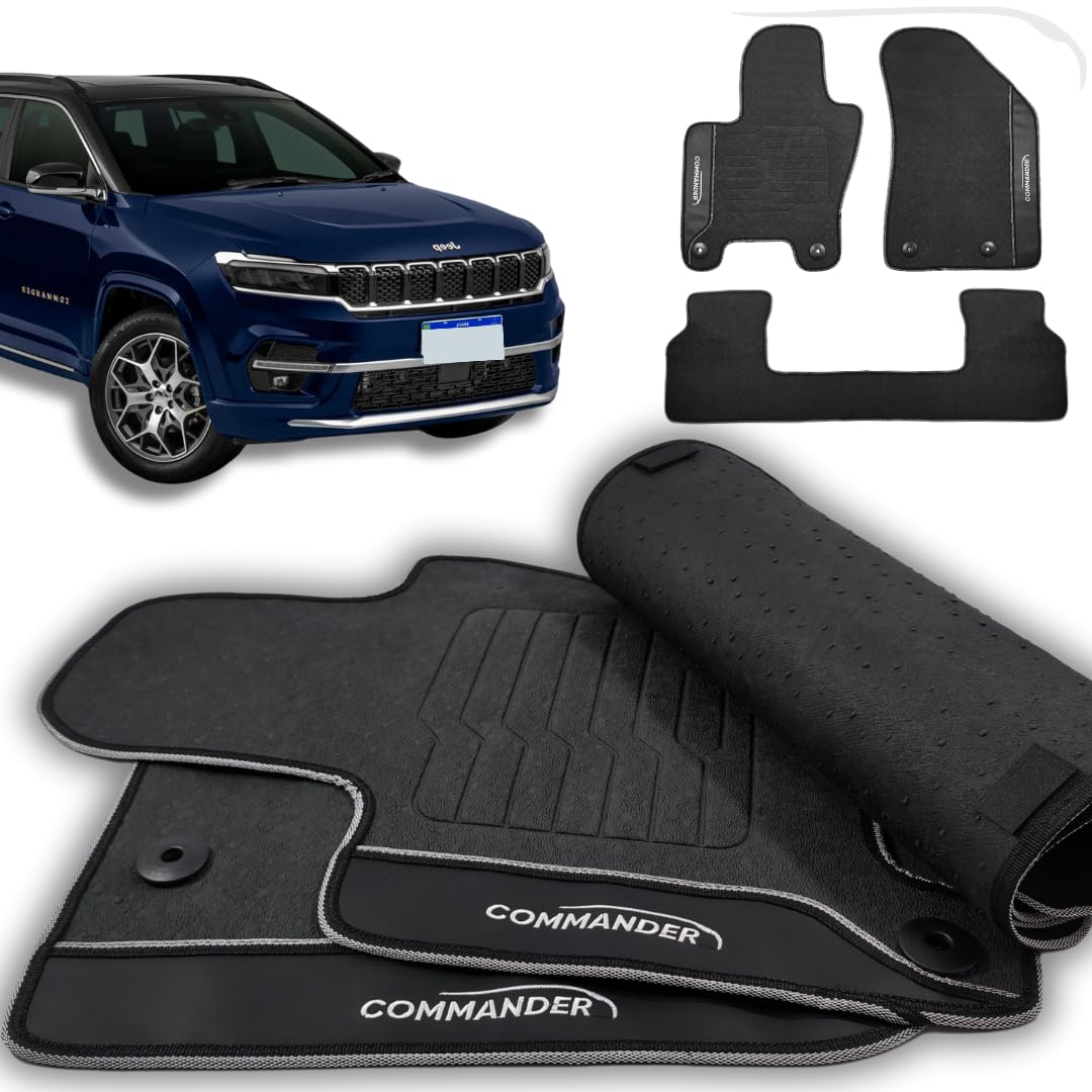 Jogo de Tapetes Automotivos para Carros Commander 2022 2023 2024 2025 - Emborrachado