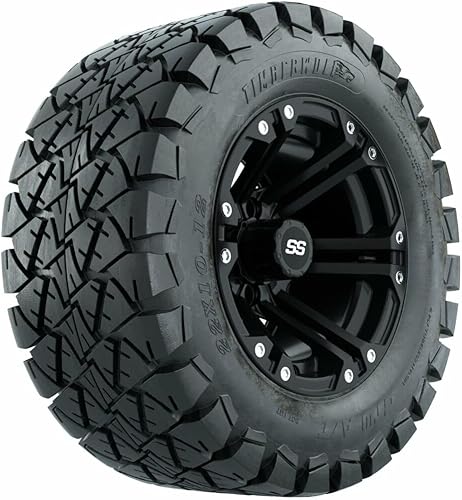 GTW 12 Inch Golf Cart Wheels and Tires Combo  GTW Specter Matte Black Wheels on 22x10-12 Timberwolf All Terrain Tires  Set of 4 disponible en Yaxa Colombia