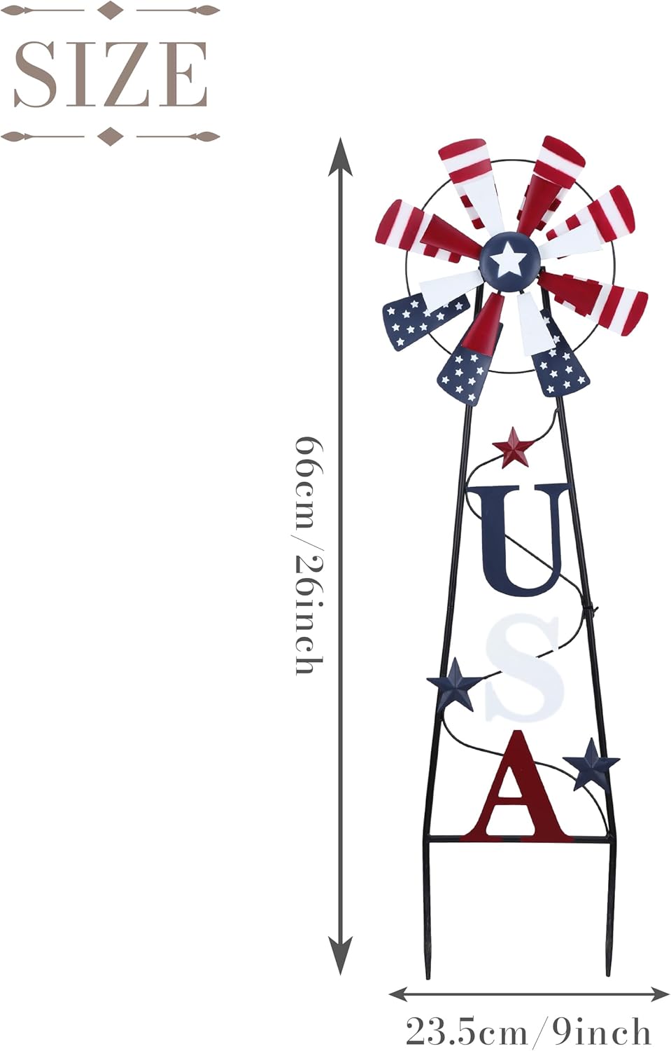 TERESA'S COLLECTIONS 4th of July Decorations for Outdoor Decor, Patriotic Memorial Day Decorations Wind Spinner Garden Yard Sign, USA Americana Windmill Decorative Stake Independence Day Gifts 26''