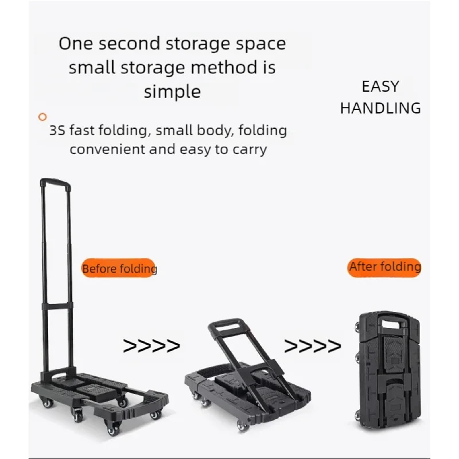 Carrello portatile pieghevole a mano, carrello retrattile a 6 ruote per bagagli, attrezzi e generi alimentari, facile da caricare e spostare