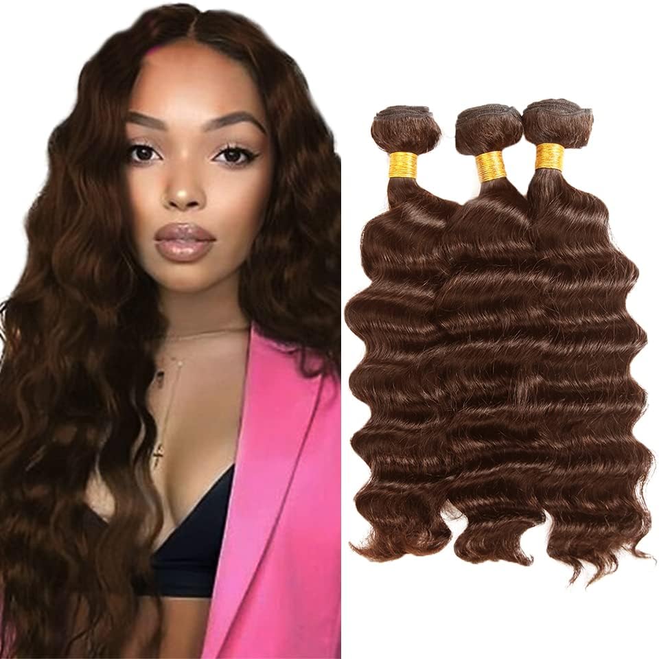 #4 Brown Bundles Human Hair Deep Wave Bundles 16...