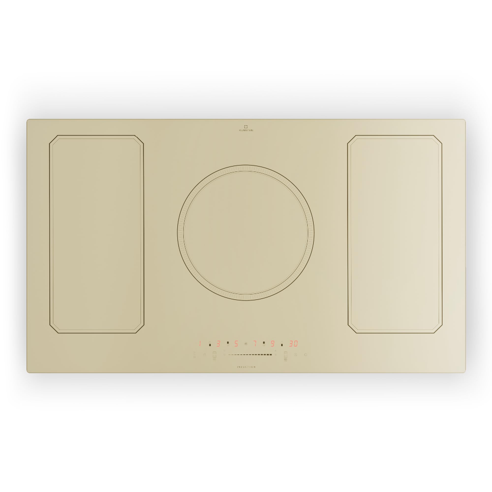 Klarstein Victoria Piastra Induzione 90 cm - Piano Cottura 7200w, 5 Fuochi, Fornello Elettrico con Controllo Smart Touch, Display Digitale e Timer, 240v