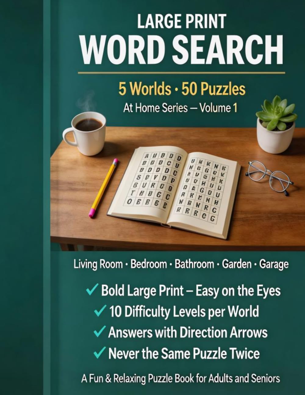 LARGE PRINT WORD SEARCH: 5 Worlds - 50 Puzzles