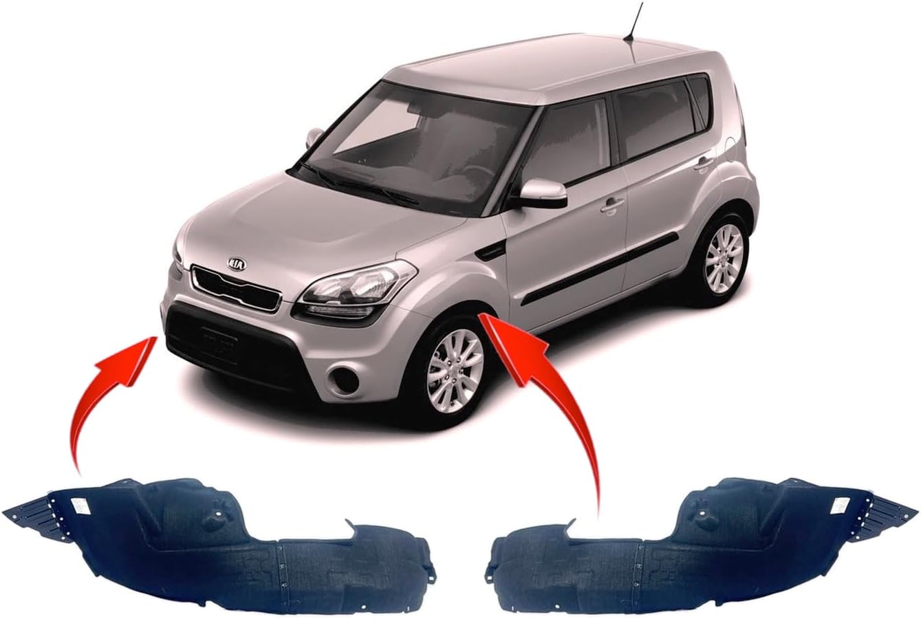 FitParts Compatible With Front Left & Right Driver & Passenger Set Pair Fender Liner Kia Soul 2012-2013 Hatchback. New, Plastic & Ready to Install. KI1248127 KI1249127