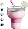 magcheer 500ml Margarita Tumbler with Lid and Straw | Insulated Travel Margarita Glass | Stainless Steel Cocktail Tumbler | Great Gift for Pool Party Vacation(Pink)