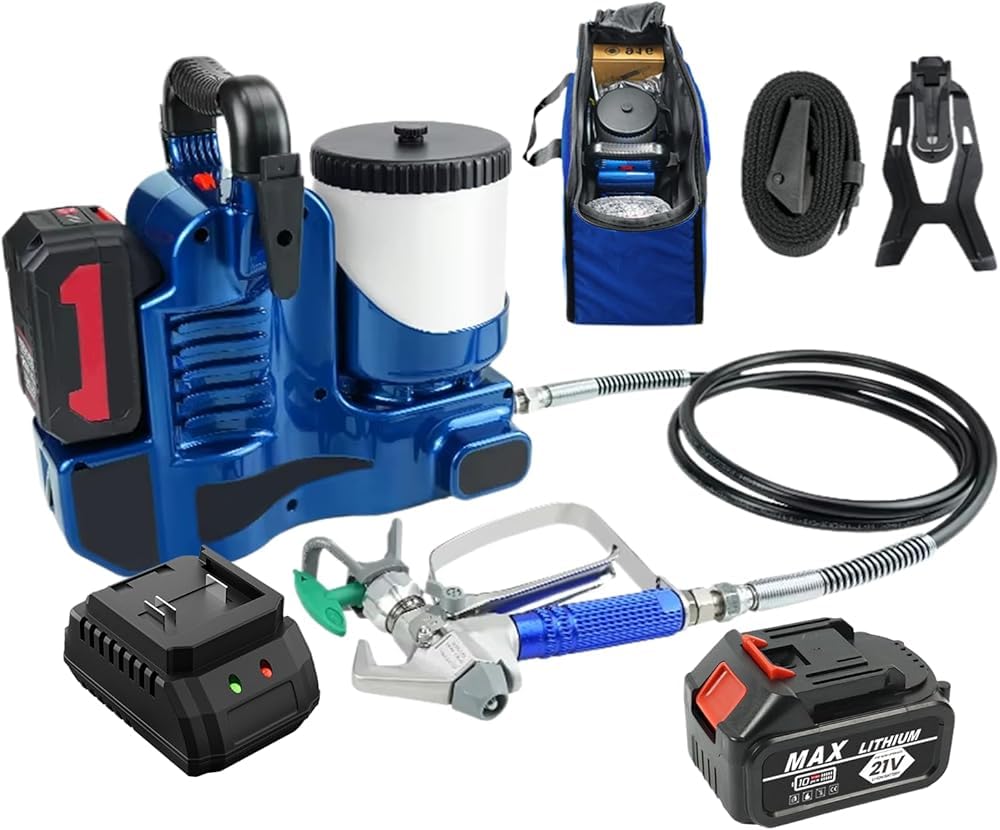 Pulverizador de Pintura inalámbrico 21V 500W Pistola de pulverización de Mano 1.2L tolva 15MPa presión 6 velocidades ajustes Ligeros Herramienta con Pilas para DIY Valla de Pared proyectos de Pintura