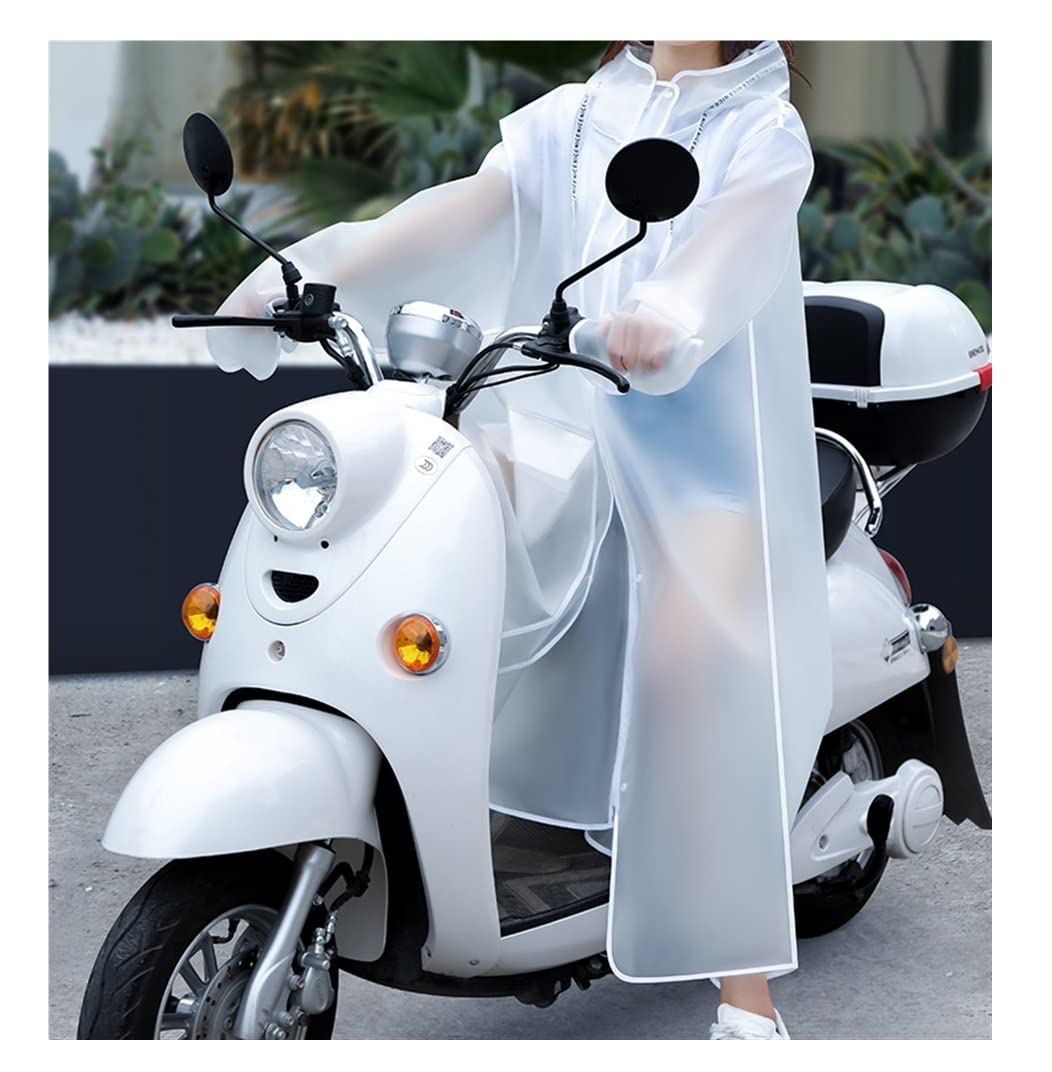 Raincoat Poncho Bicycle Raincoat for Men Women Adults EVA Poncho with Hat Waterproof Long Raincoat Rain Coat (Color : White, Size : XX-Large)