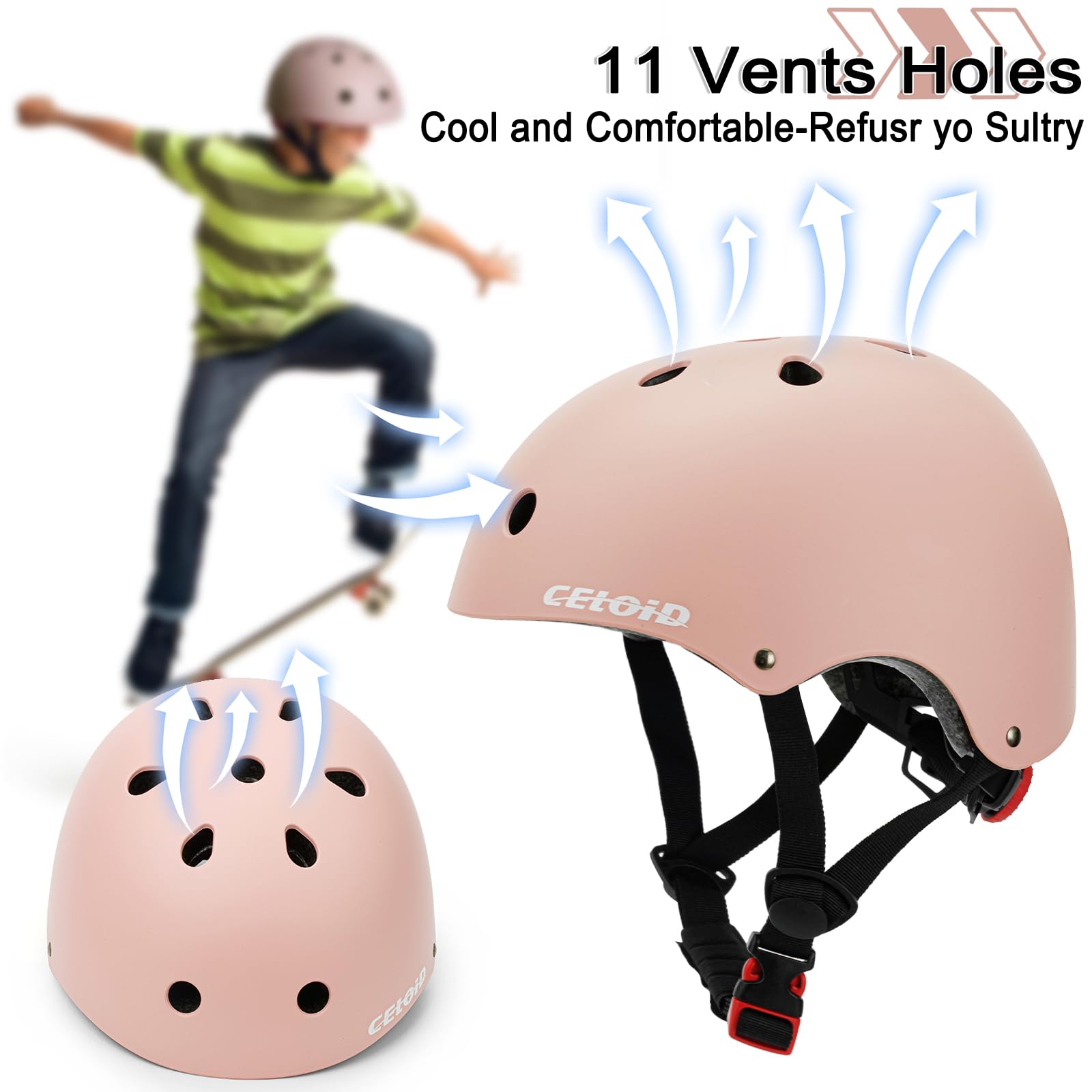Kinder Fahrradhelm, Kleinkind Skateboard Helme für Alter 3-5-8-10-16 Jahre Jungen Mädchen, verstellbare Multi-Sport Fahrrad Skateboarding Fußball Roller Skating Roller