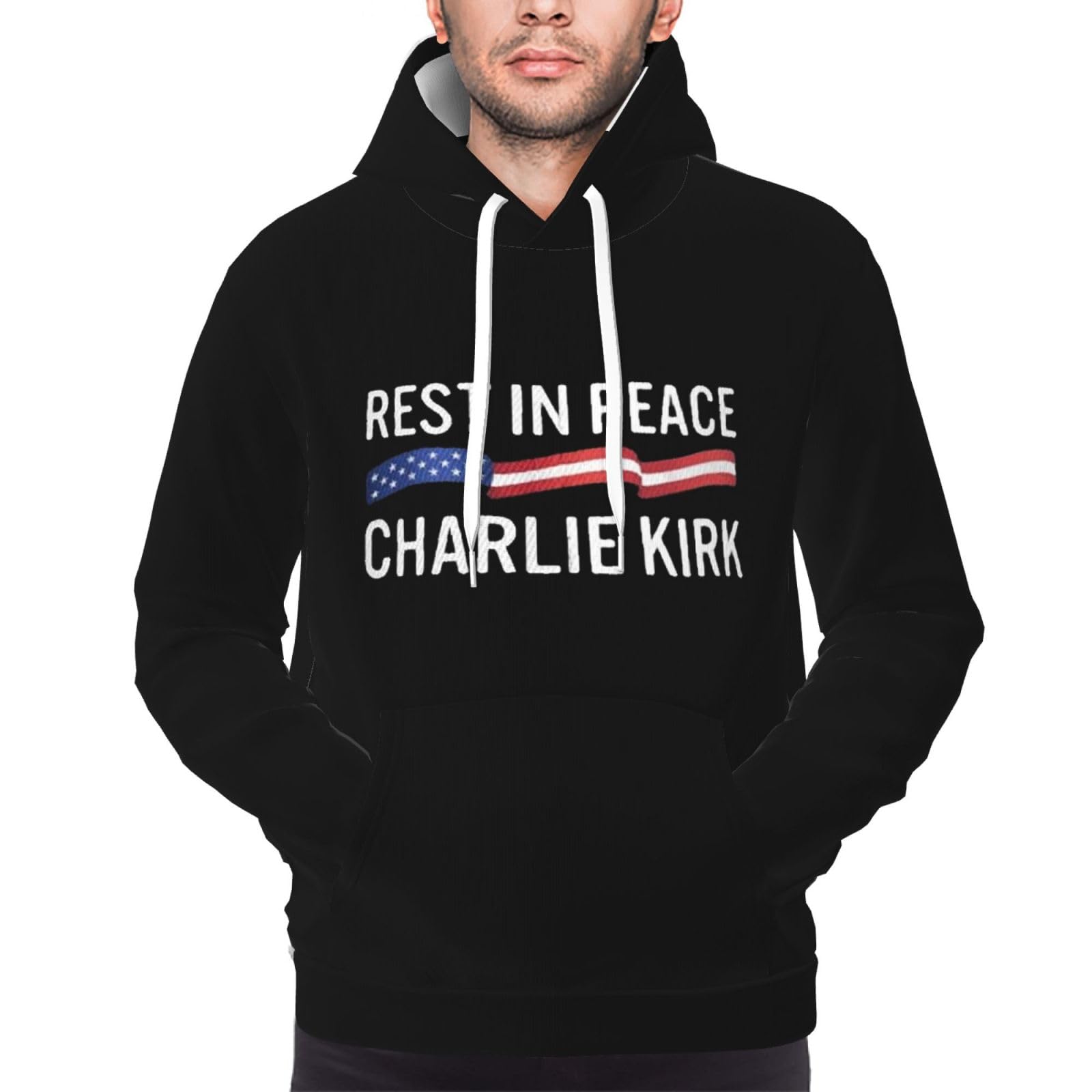 Peiyeety Unisex Black Rip Charlie Kirk Hoodie Rest In Peace Charlie Kirk Men's Sweatshirt Xxl
