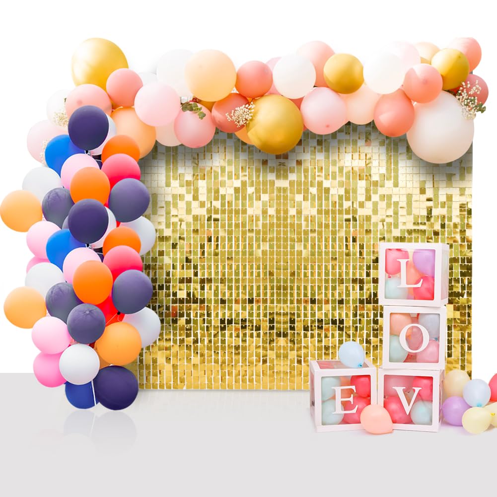 Lot de 24 panneaux carrés à paillettes - Décoration murale - 30 x 30 cm - Paillettes - Accessoire de fête d'anniversaire - Mariage doré - Mur photo - Doré clair