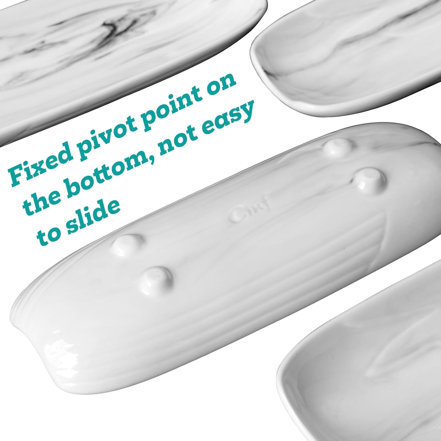 Cinf Ceramic Corn Cob Holders 8.8" Corn Dishes Set of 4 Trays Non-slip Bottom Microwave Dishwasher Oven Safe (Marble Pattern)