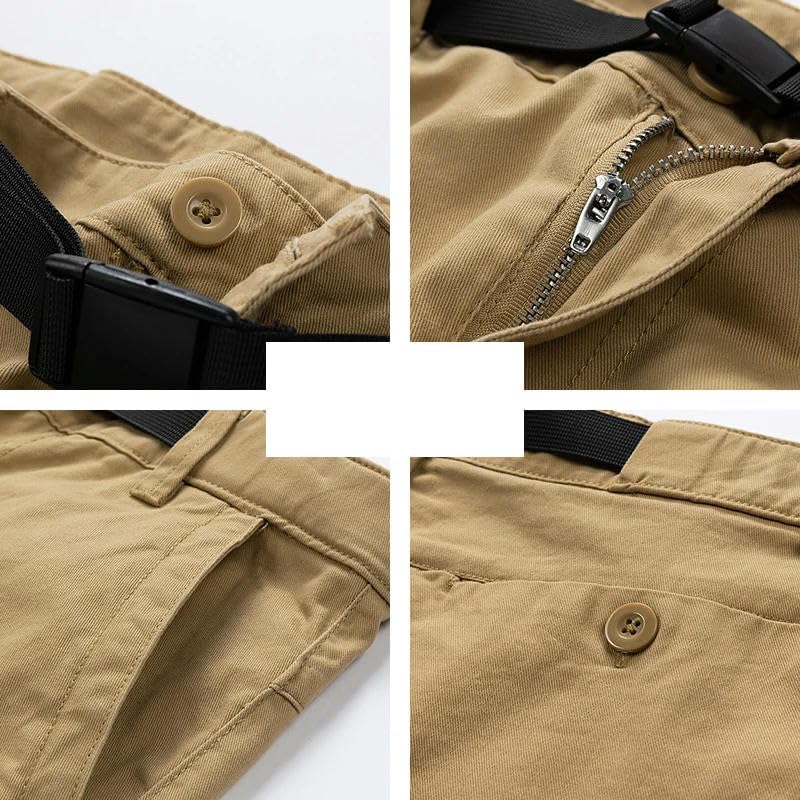 Men's Summer Outdoor Leisure Loose Cotton Comfortable Solid Color Elastic Straight Cargo Shorts