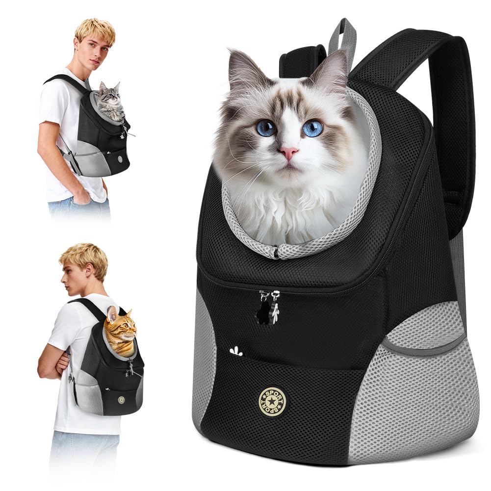 Zaino per Cani e Gatti Regolabile 6-9 kg Traspirante Portatile con Tasche Frontali