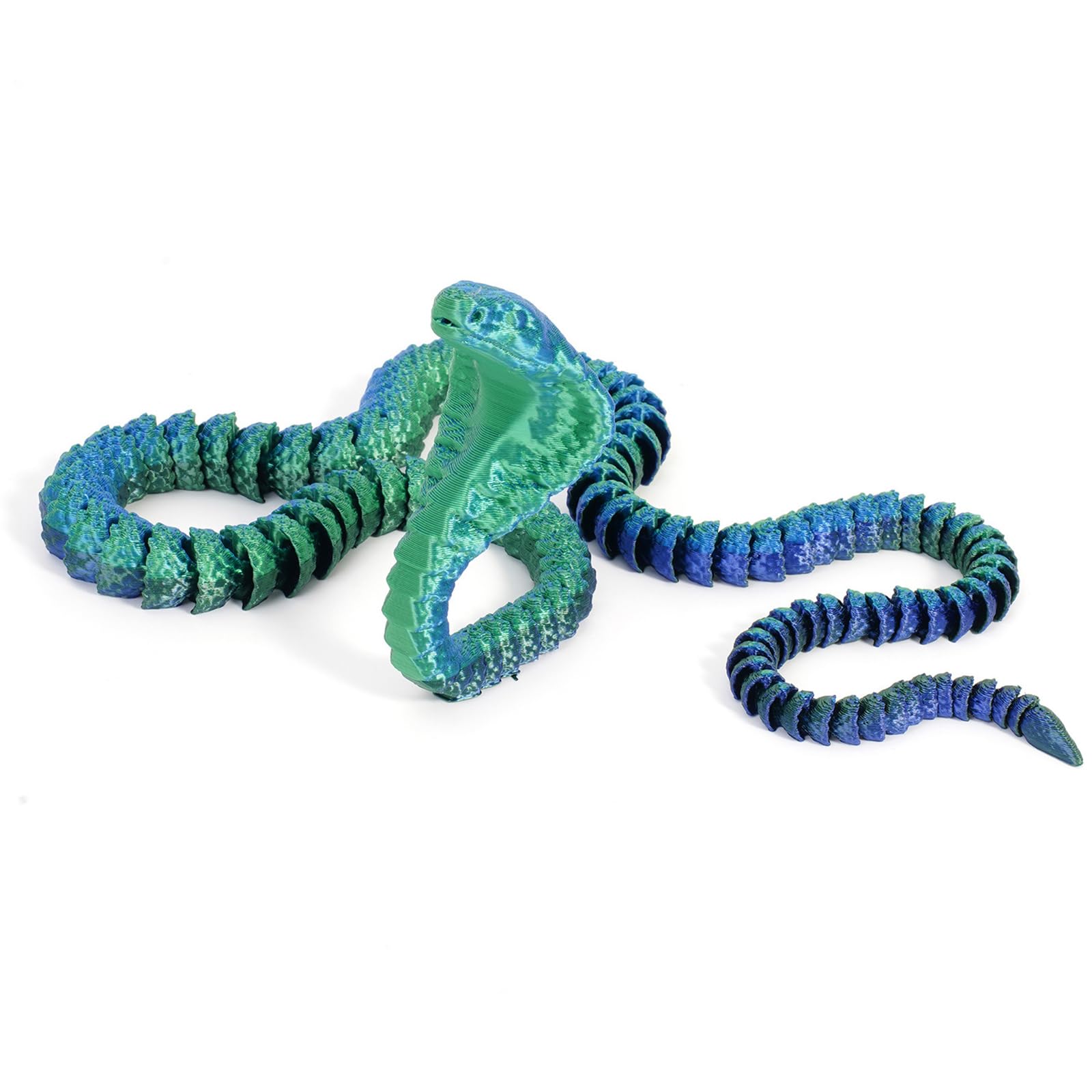 shirylzee 3D Printed Snake, PLA 3D Printed Animals Blue Green, Flexible Articulated Fidget Animal Toy Executive Desk Toys