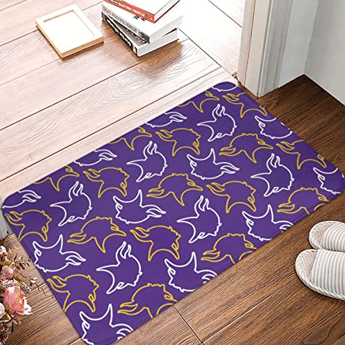 PBTMCD Blue Rectangle Viking Dormat, Imprimé 3D - Tissu de Flanelle Matte Pavillon Porte Durable Lavable avec Support sans Glissement, Entrée Extérieure Intérieure Tapis Cover