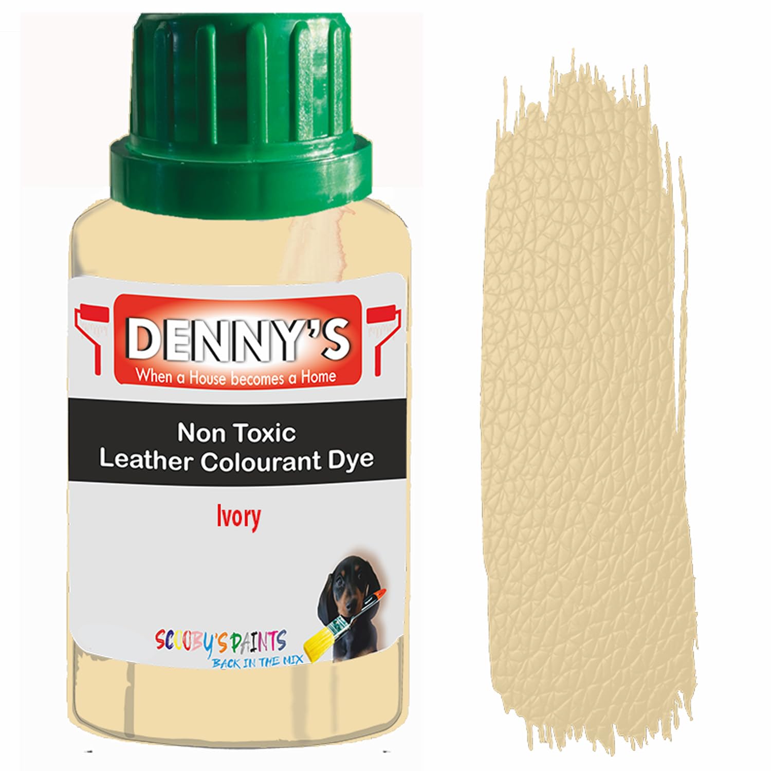 All in One Leather Colourant Self Seal Leather Dye Repair Paint for Furniture, Sofas, Car Seats (Ivory, 100ml Bottle)