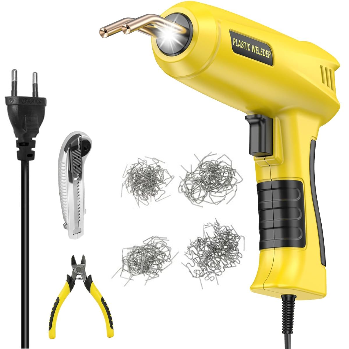 Serplex® 200W Plastic Welder Welding Machine Hot Stapler Kit, Plastic Welder Gun with Light, Car Bumper Repair Kit with 200PCS Stapler Staplers Plastic Welder & Soldering Iron Gun Plastic Repair Kit