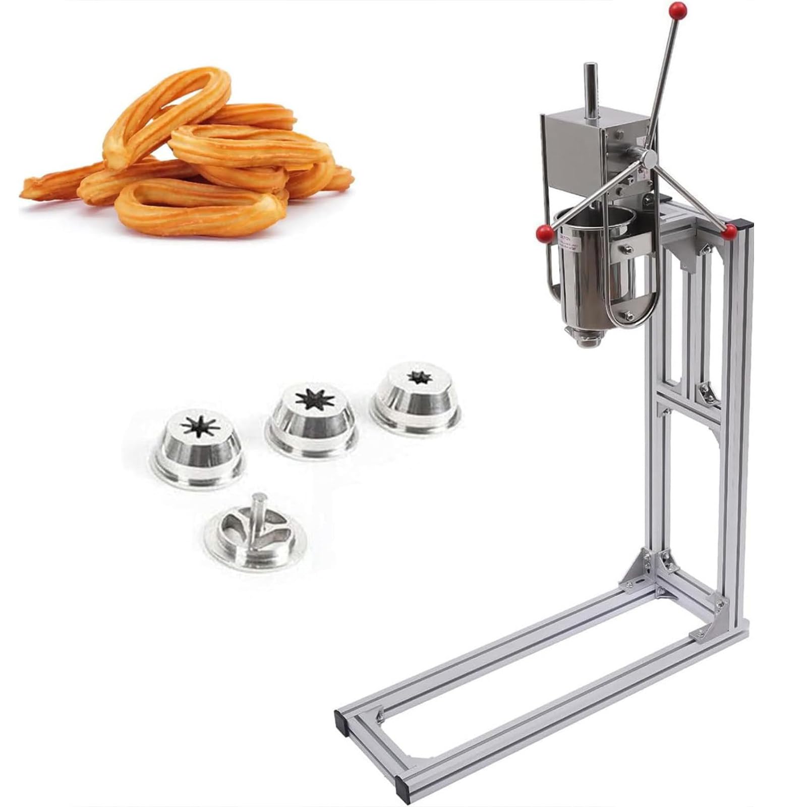 YXZYFPP Commercial Spanish Churro Maker - Manual Doughnut Machine, Stainless Steel Vertical Filling, Hand Crank Dessert Maker for Home & Business (3l)