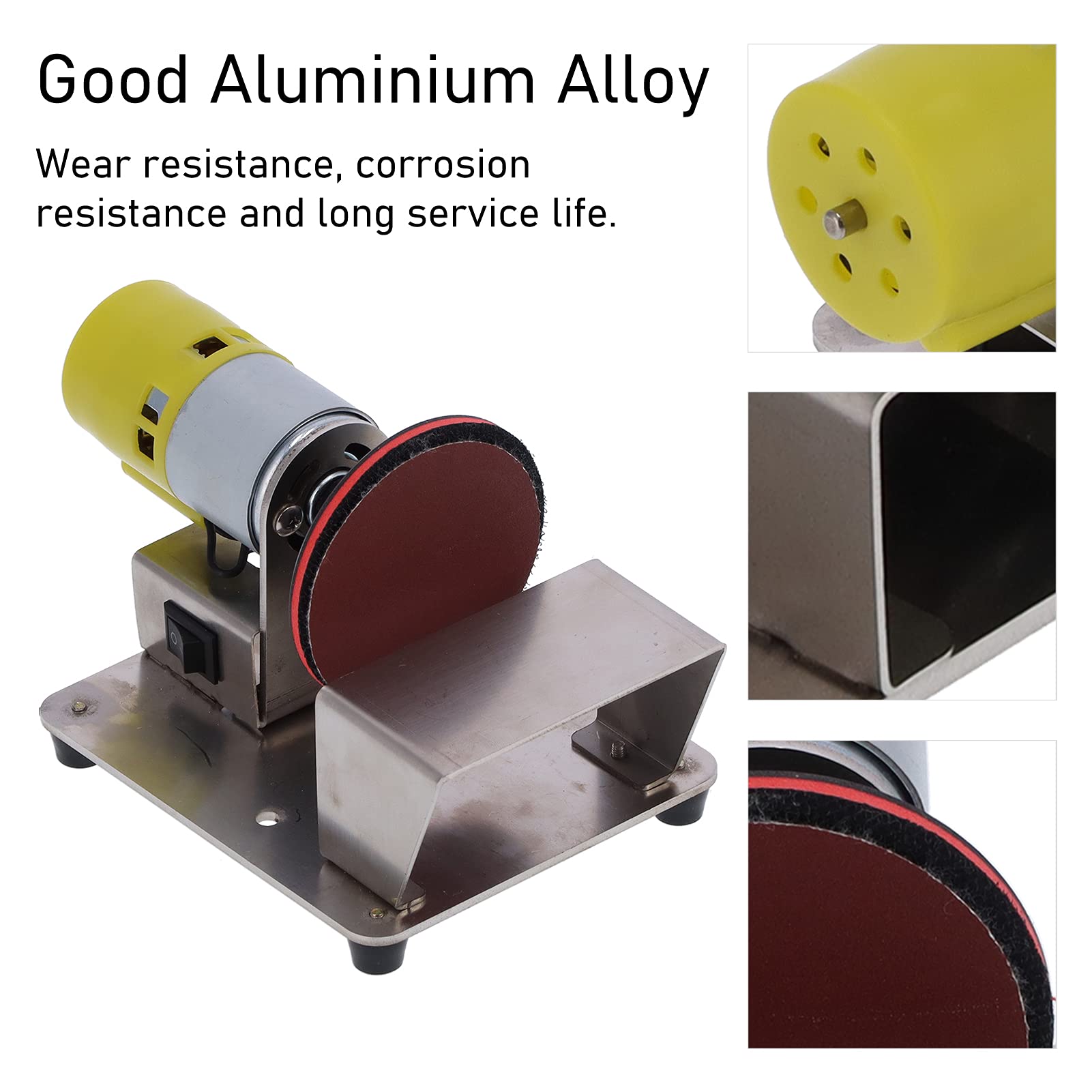 FTVOGUE Pulidora Lijadora Amoladora de Disco Eléctrica de 3 Pulgadas con Motor de Latón 6000 Rpm para Madera Plástico Vidrio Piedra Metal (Enchufe de la UE)