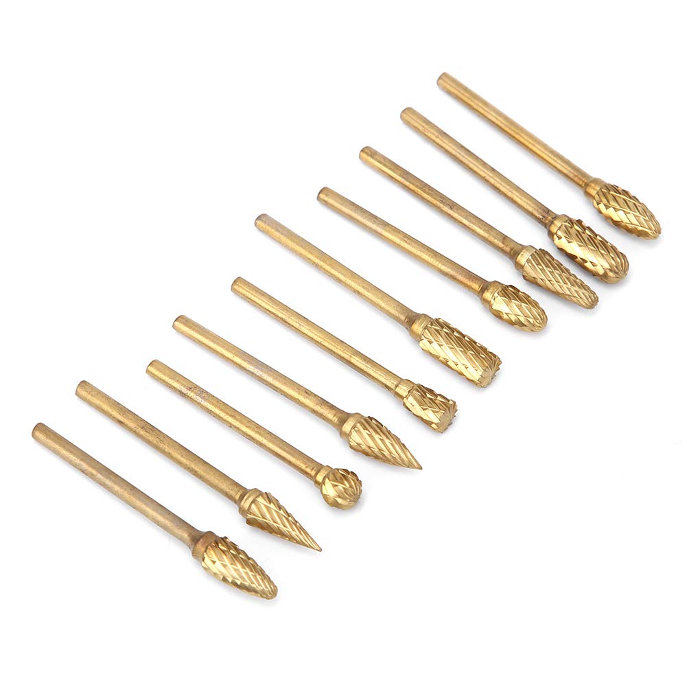 10Pcs Carbide Tungsten Steel Grinding Heads, Rotating Abrasive Tools for Woodworking Carving, Metal and Non Metal Materials Processing, Sturdy and Long Life Accessory Set