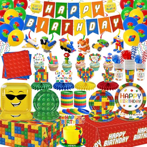 224Pcs Building Block Birthday Decorations ALL-IN-1 Serves 26