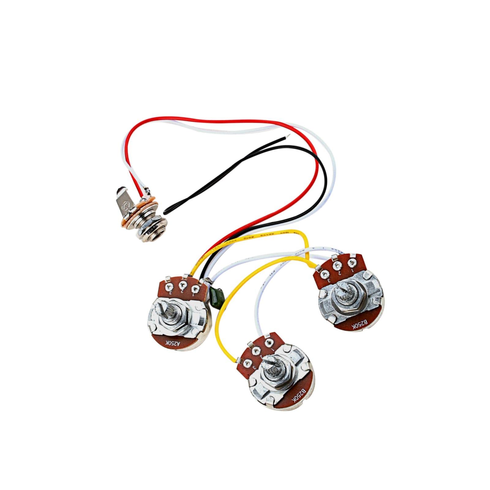 Juego de 5 potenciómetros eléctricos A250K+B250K precableados para accesorio de guitarra eléctrica