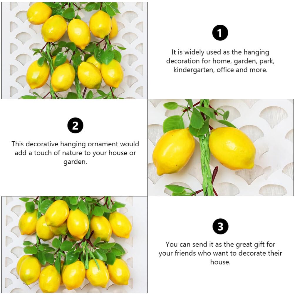PRETYZOOM 2pcs Artificial Lemon Strings: Lifelike Lemon Hanging Bunches, Fake Fruuits Photography Props, Simulation Lemon Hanging Ornaments for Summer Decoration
