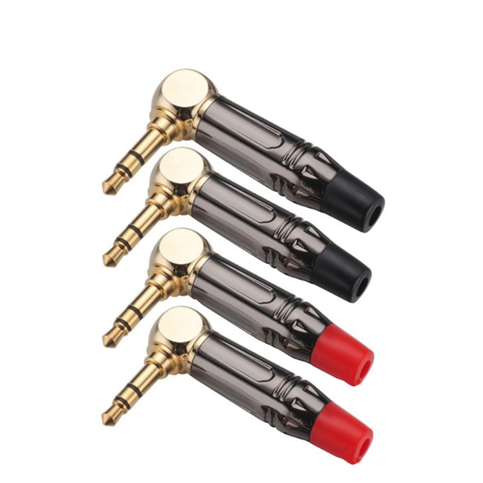 Prise stéréo 3.5mm, 10 pièces/lot, prise casque à Angle droit, 3.5mm, 3 pôles, prise mâle stéréo, à souder, 3 broches (Color : Black Tube)