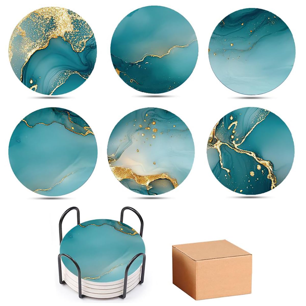 Dessous de verre avec base en liège Lot de 6 pour table basse