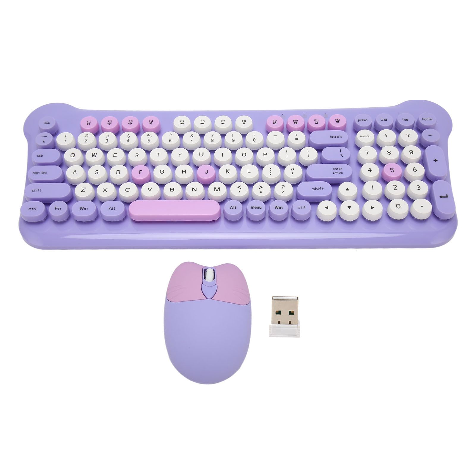 Mieszane Kolory Bezprzewodowej Klawiatury i Myszy, Układ Klawiatury QWERTY, Bezprzewodowy Odbiornik USB 2,4 GHz, Plug and Play, zgodność z PC, Smart TV (Fioletowy)