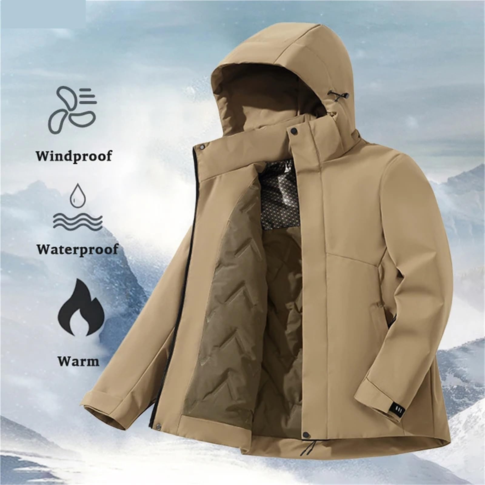Giacca invernale calda e impermeabile, da escursionismo, arrampicata, trekking, sci, uomo donna, antivento, in pile Per Uomo