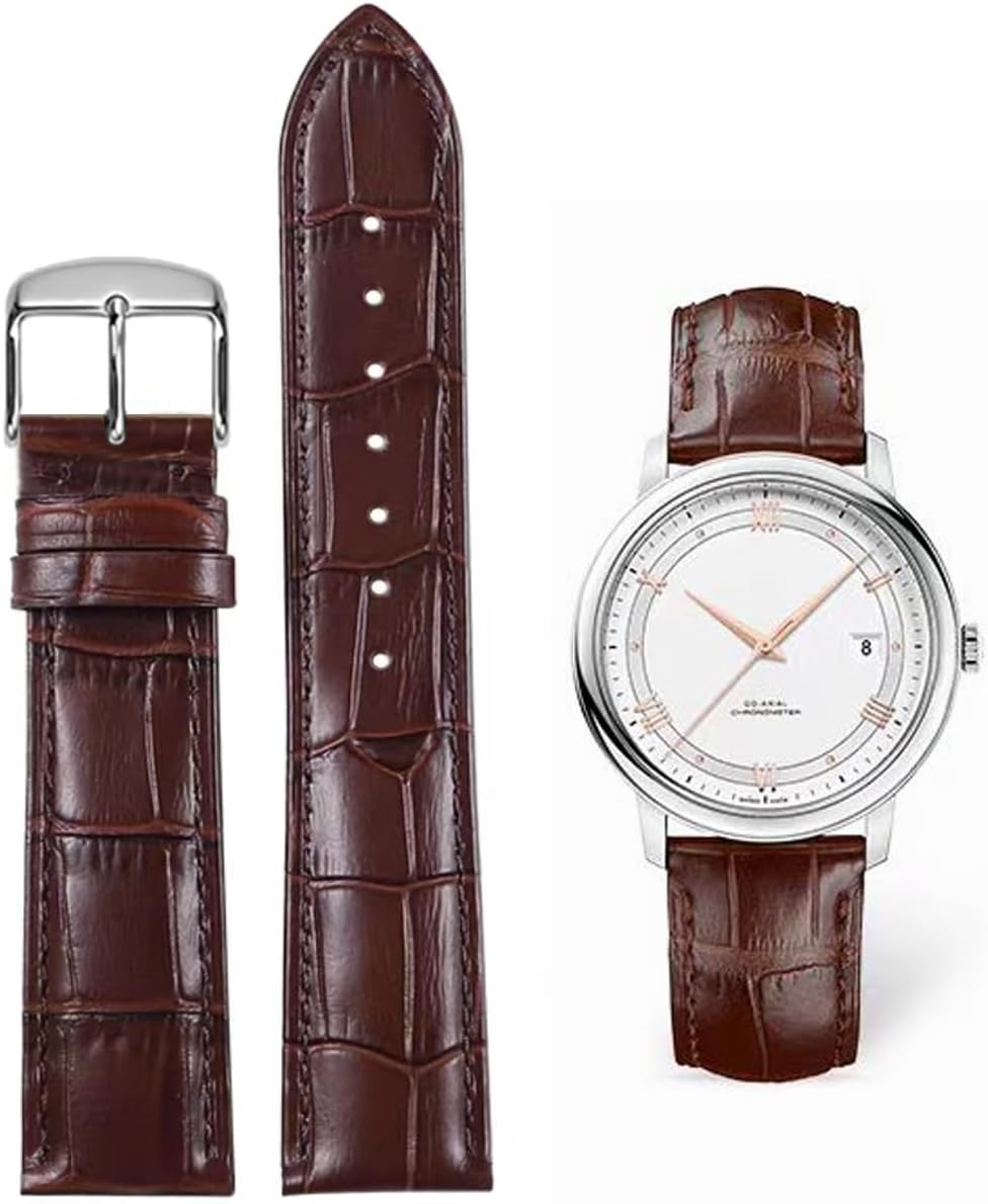 Genuine Leather Watch Bands,Quick Release Italian Alligator Grain Calfskin Genuine Leather,Business Casual Universal Watch Strap Replacement Band Strap for Men Women