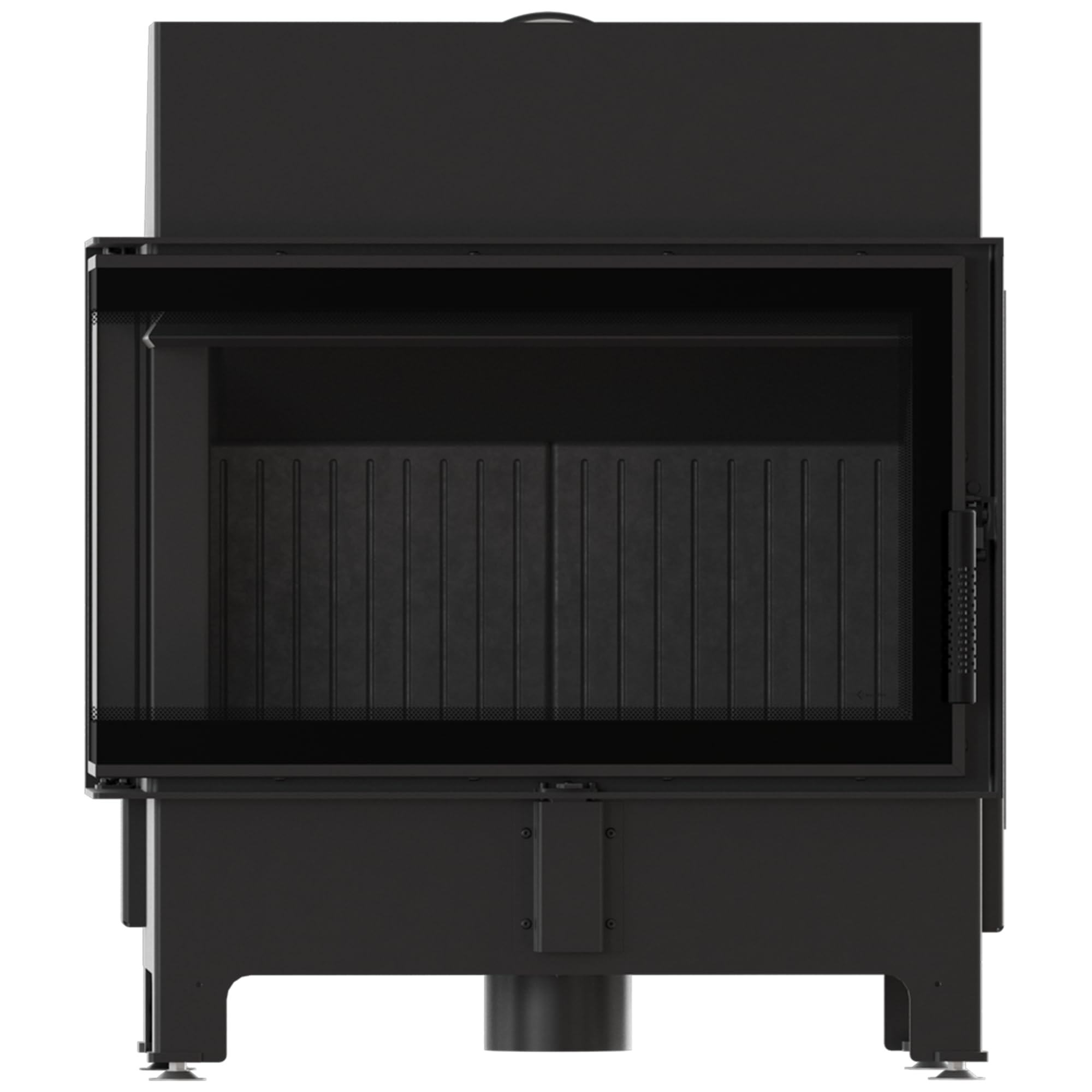 KRATKI Inserto per camino in acciaio a legna ZIBI 9,9 kW Ø180 sinistro A+ | Acciaio nero, efficienza 86%, classe A+. Ecodesign, BImSchV 2, Flamme Verte 7; per recupero calore.; combustione efficiente
