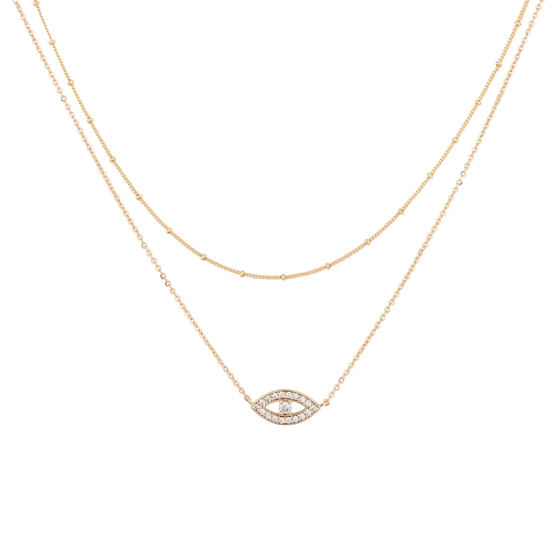 BENEIGEGold Necklace for Women 14K Gold Plated Evil Eye Necklace Trendy Gold Pendant Necklace Jewelry For Women