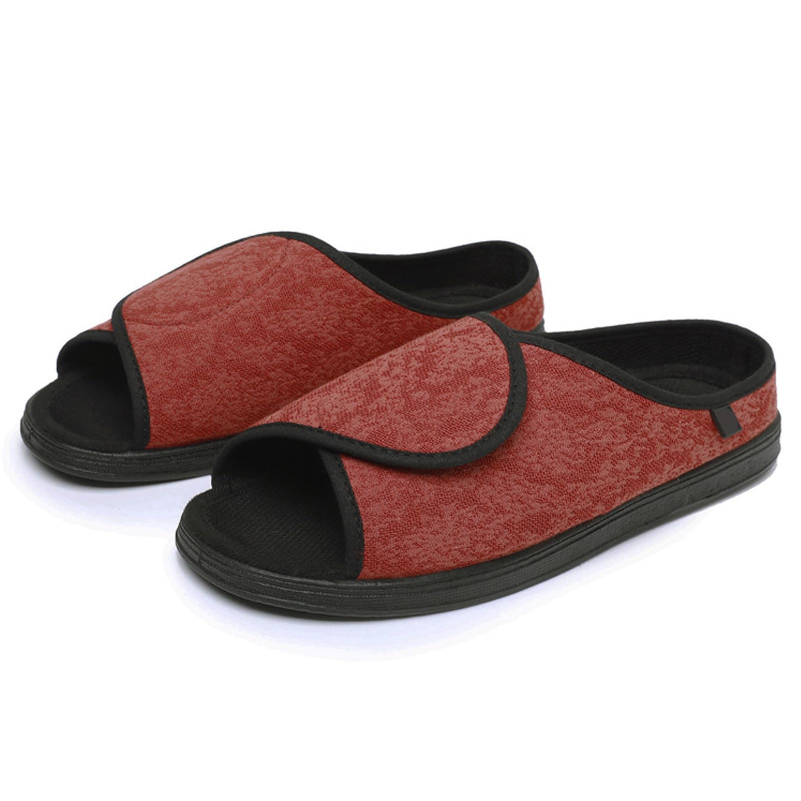 Kapcie Dla Diabetyków, Regulowane I Poszerzane, Antypoślizgowe, Wygodne Dla Opuchniętych Stóp, Ortopedyczne Z Odkrytymi Palcami (Red 40 EU Large)