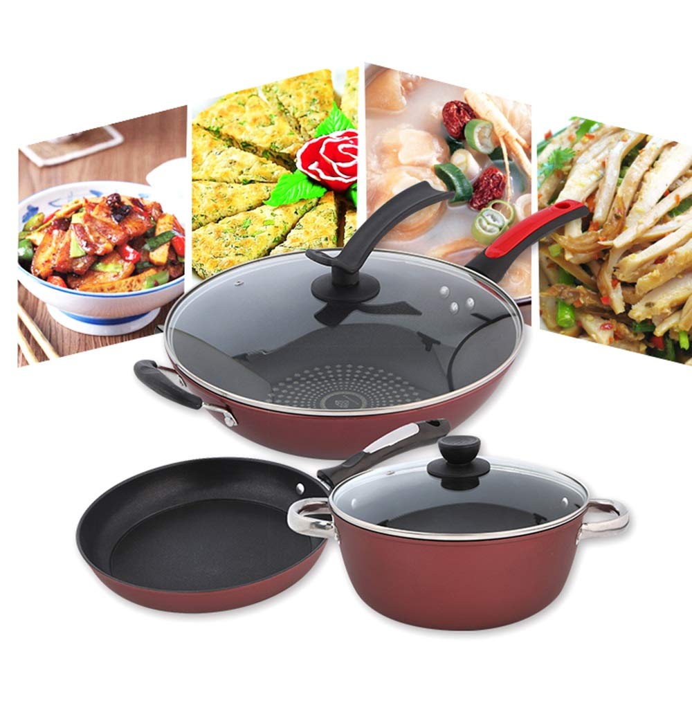 Kochgeschirr-Set Suppentopf Bratpfanne Milchtopf Schmortopf Stielkasserolle Kochtopf Kochtopf-Set Antihaft-Pfanne Eintopf Schmortopf Wok