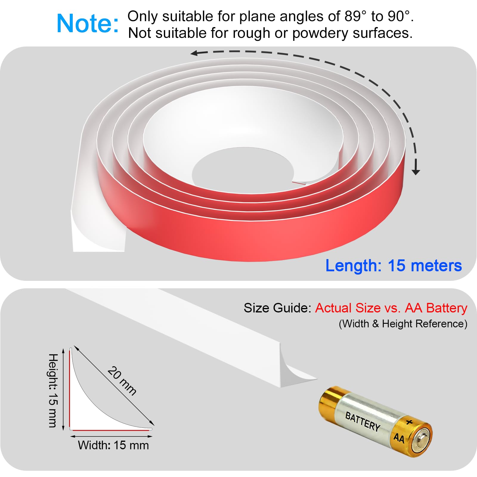 15 Mètres Moulure Adhesive, Moulure Plafond Flexible Autocollante, Moulures angle de Plafond en TPE, Joint en Silicone pour Salle de Bain, Murale, Evier Cuisine, Plinthe, Carrelage (Blanc)
