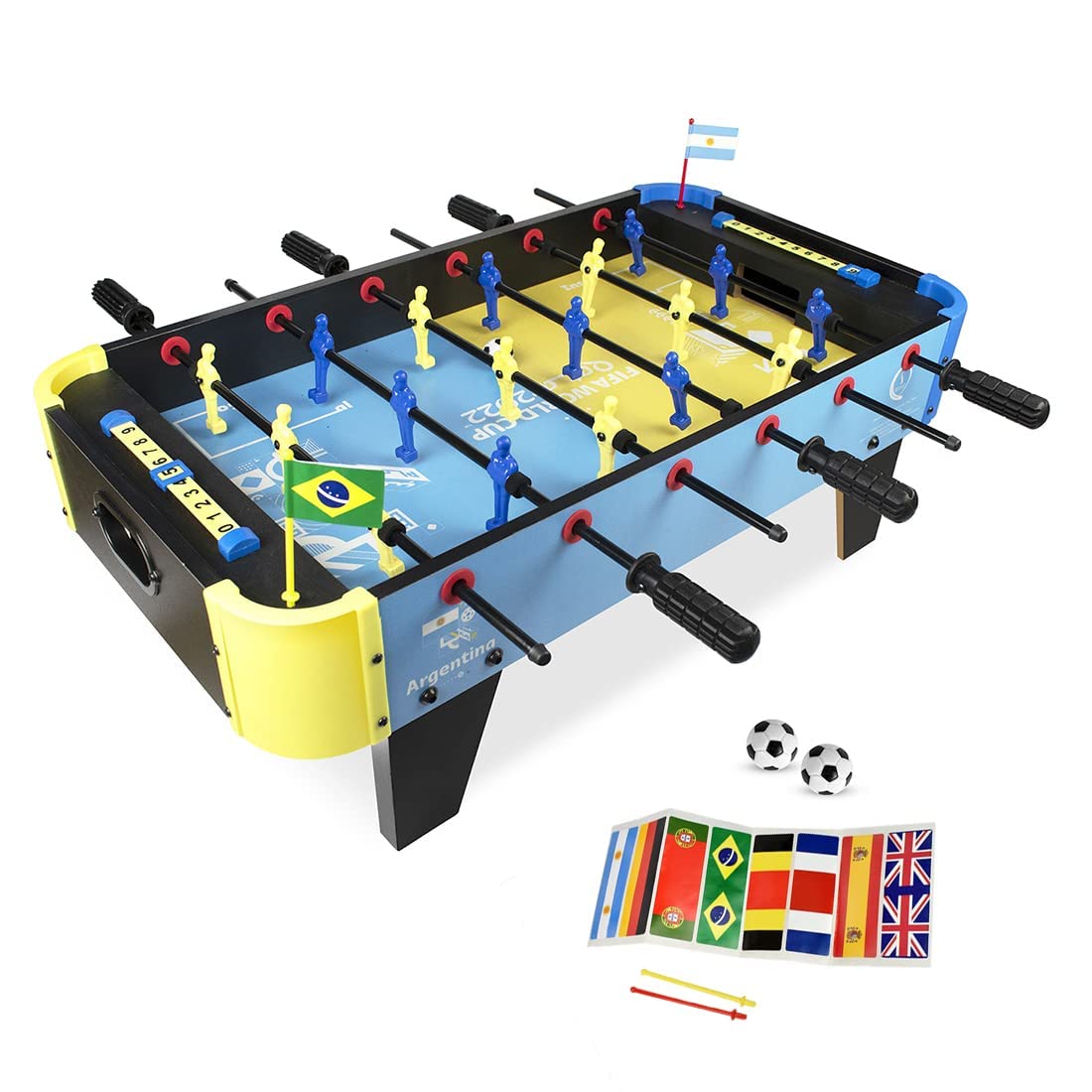 FIFA World Cup 2022 Foosball Big Size Football Table Soccer Game Board for Adults Kids Boys and Girls Indoor Sport (Brazil-Argentina Foosball)