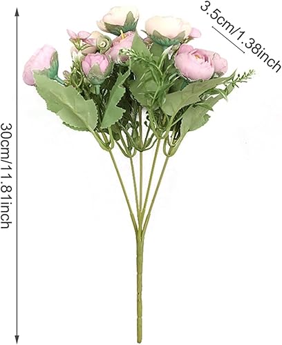 Miniatura 2 de Flores artificiales, 1 ramo de 12 cabezas, peonía artificial, té de rosas, flores de seda de camelia para bricolaje, hogar, jardín, decoración de