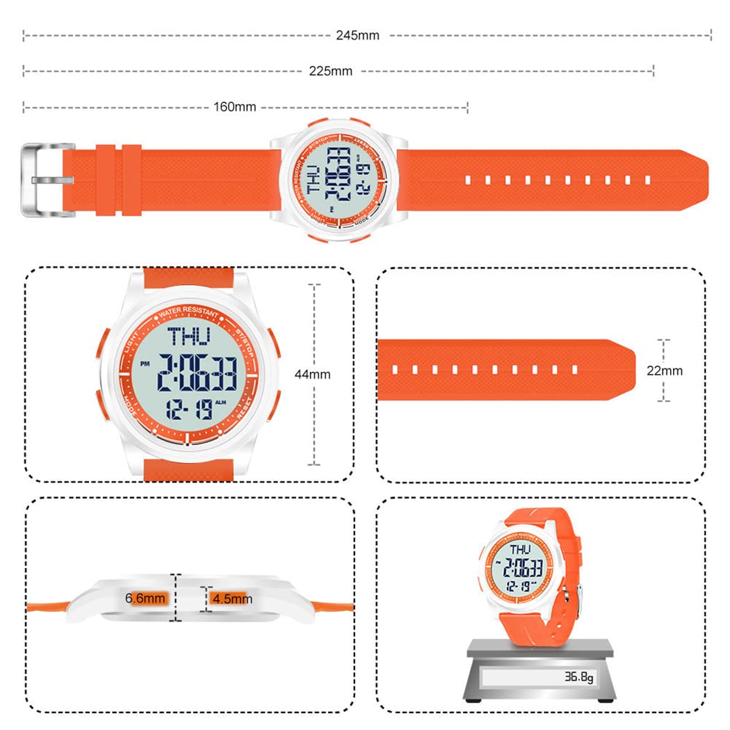 WIFORT Orologio Digitale da Polso, Orologio Sportivo Uomo Donna Impermeabile 5ATM Con Retroilluminazione a LED, Cronometro, Sveglia e Timer, Ultra-sottile Watches Unisex