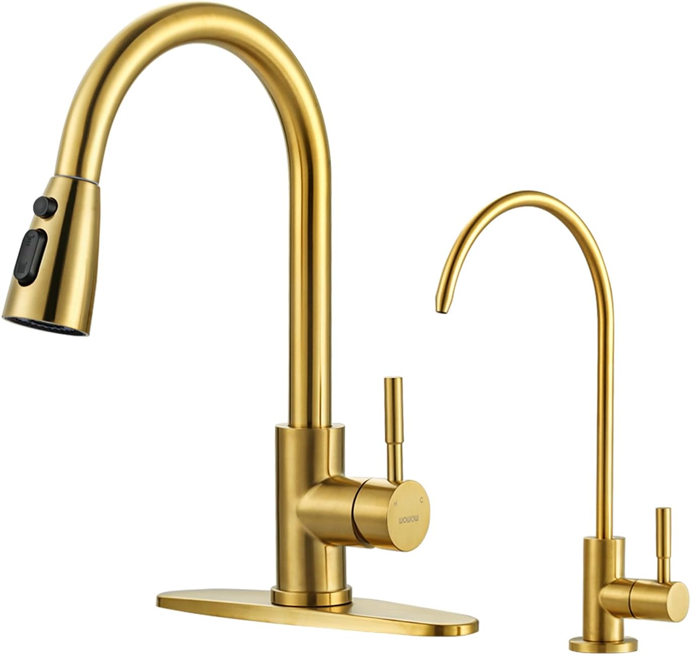 Kitchen Faucet and Water Filter Faucet Combo (Brushed Gold)