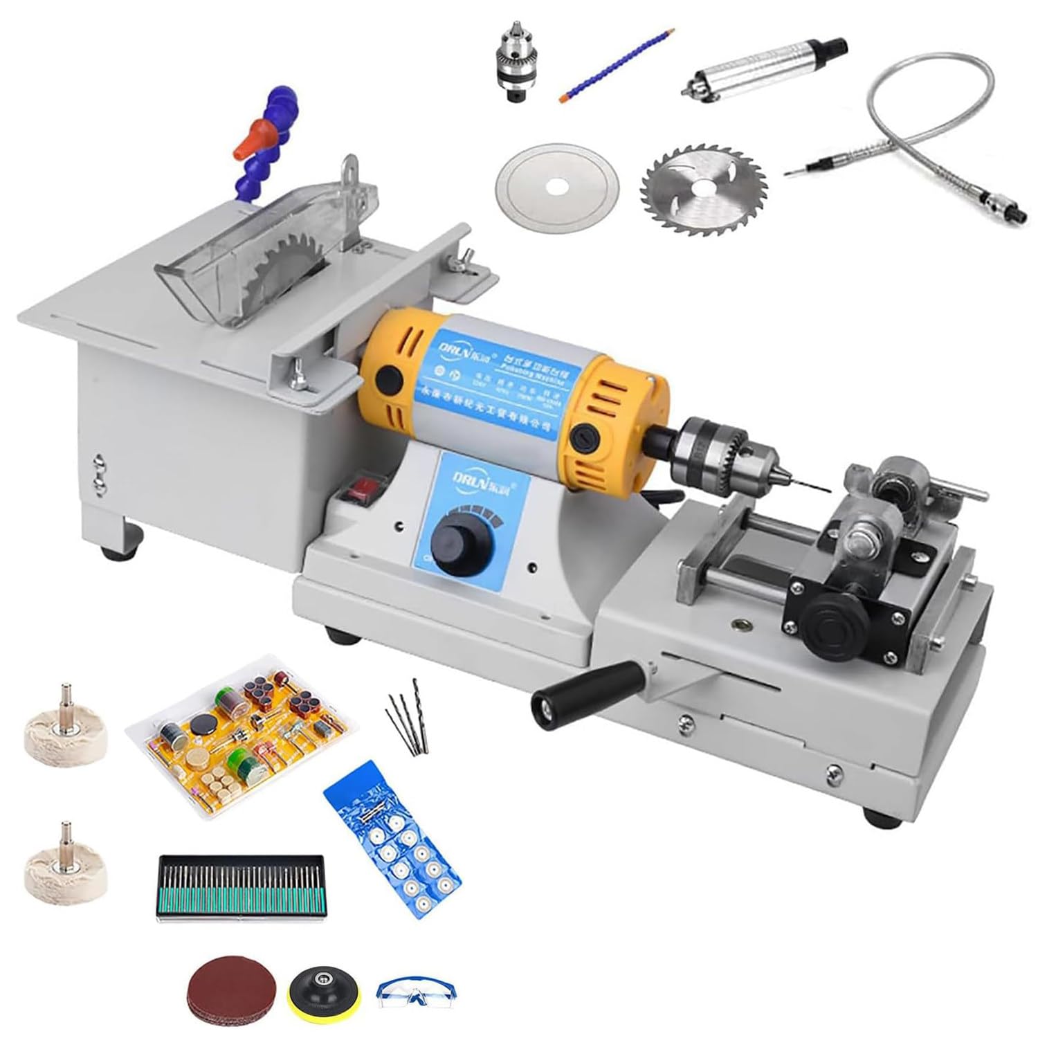 Azcabjie Grinder, Buffer Machine for Jewellery Making, 800-10000 RPM Jewelry Polishing Tool, 750W Lapidary Grinding Machine Machine+Polishingaccessories
