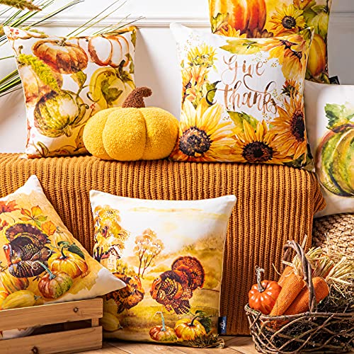 Phantoscope Fall Pillow Covers Thanksgiving Decor Autumn Harvest Decorative Pillowcases Pack Of 6, 18 X 18 Inches 45 X 45 Cm #TOP2