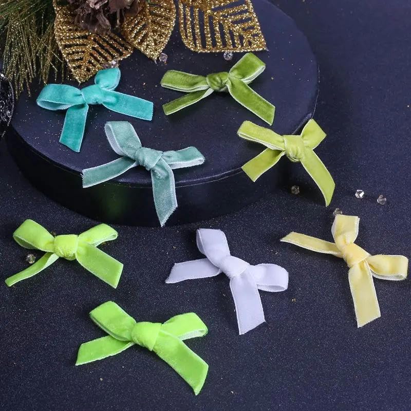 Zestaw wstążek aksamitnych, DIY ręcznie robione akcesoria dekoracyjne wstążka mała kokarda kostium skarpetka kokarda stała kokarda z aksamitnej wstążki (różowa, 20 szt.)(Colour Mixture,20 pcs)