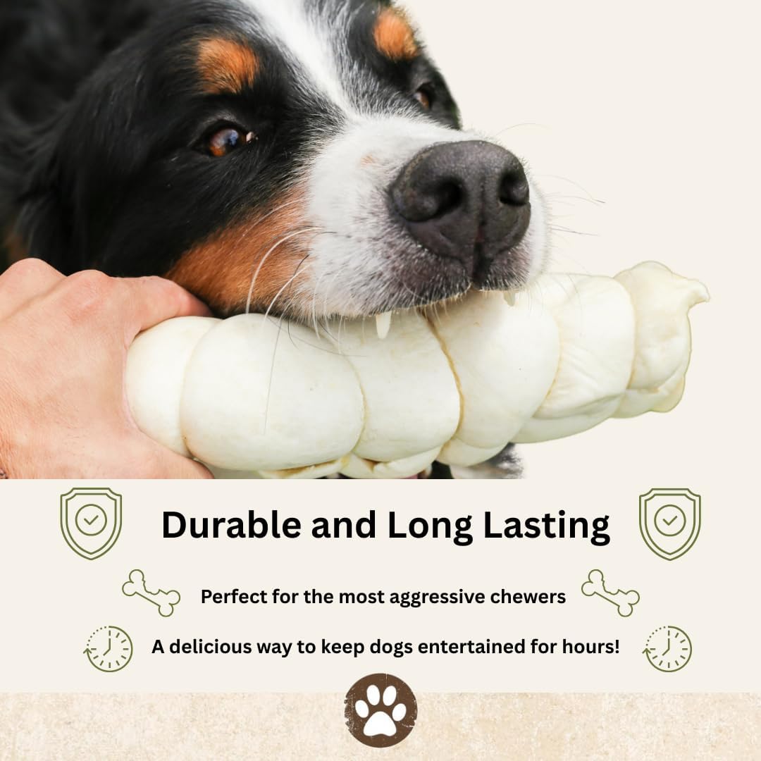 Top Dog Chews – 9” – 11” Beef Cheek Rolls, 5 Pack, Long Lasting Dog Bones for Aggressive Chewers, Rawhide Free Dog Treats