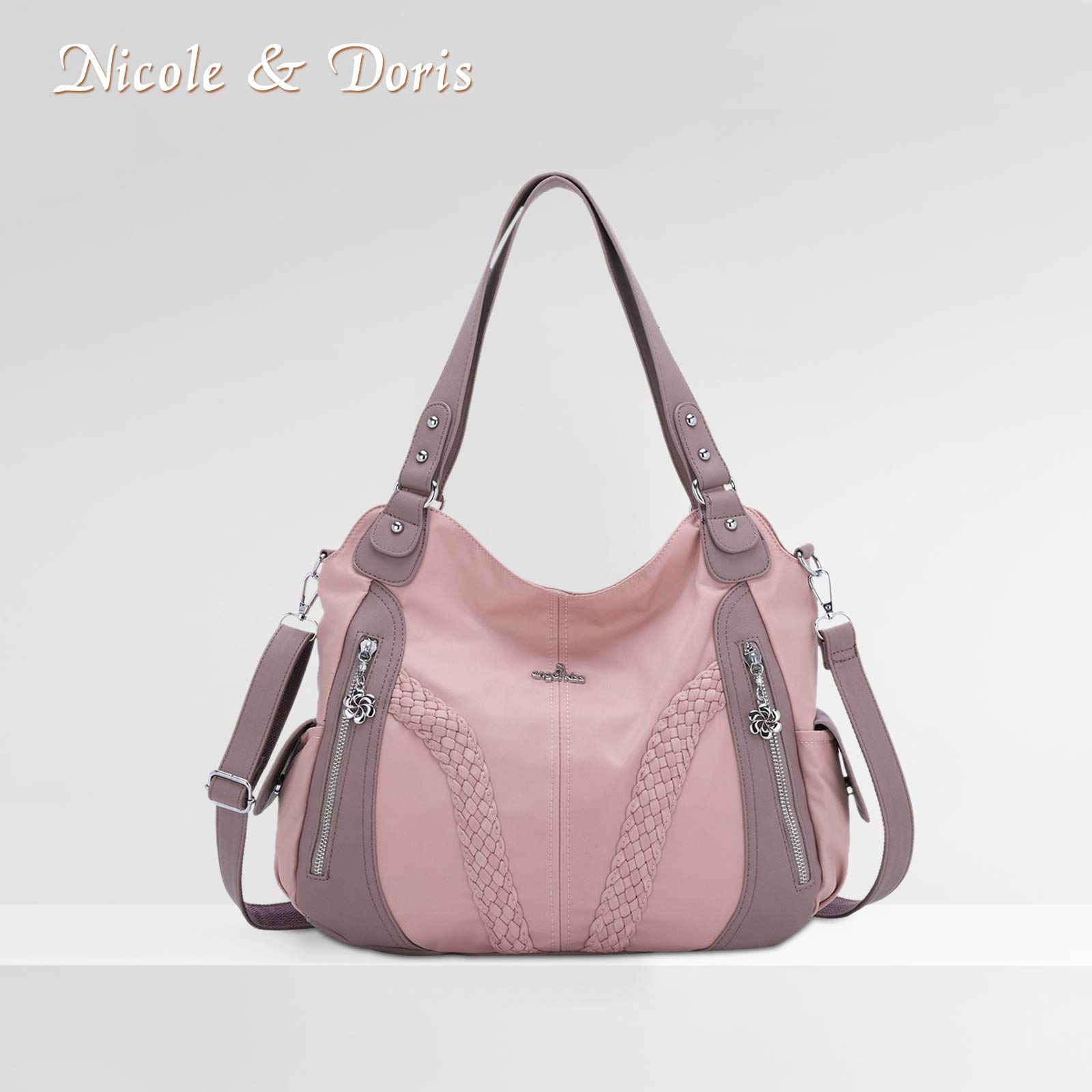 NICOLE & DORIS Borsa a Mano Elegante Borsa a Tracolla Multitasche Borsa da Donna Borsa Tote in Similpelle Shopper Borsa a Spalla dolce e Carina Rosa