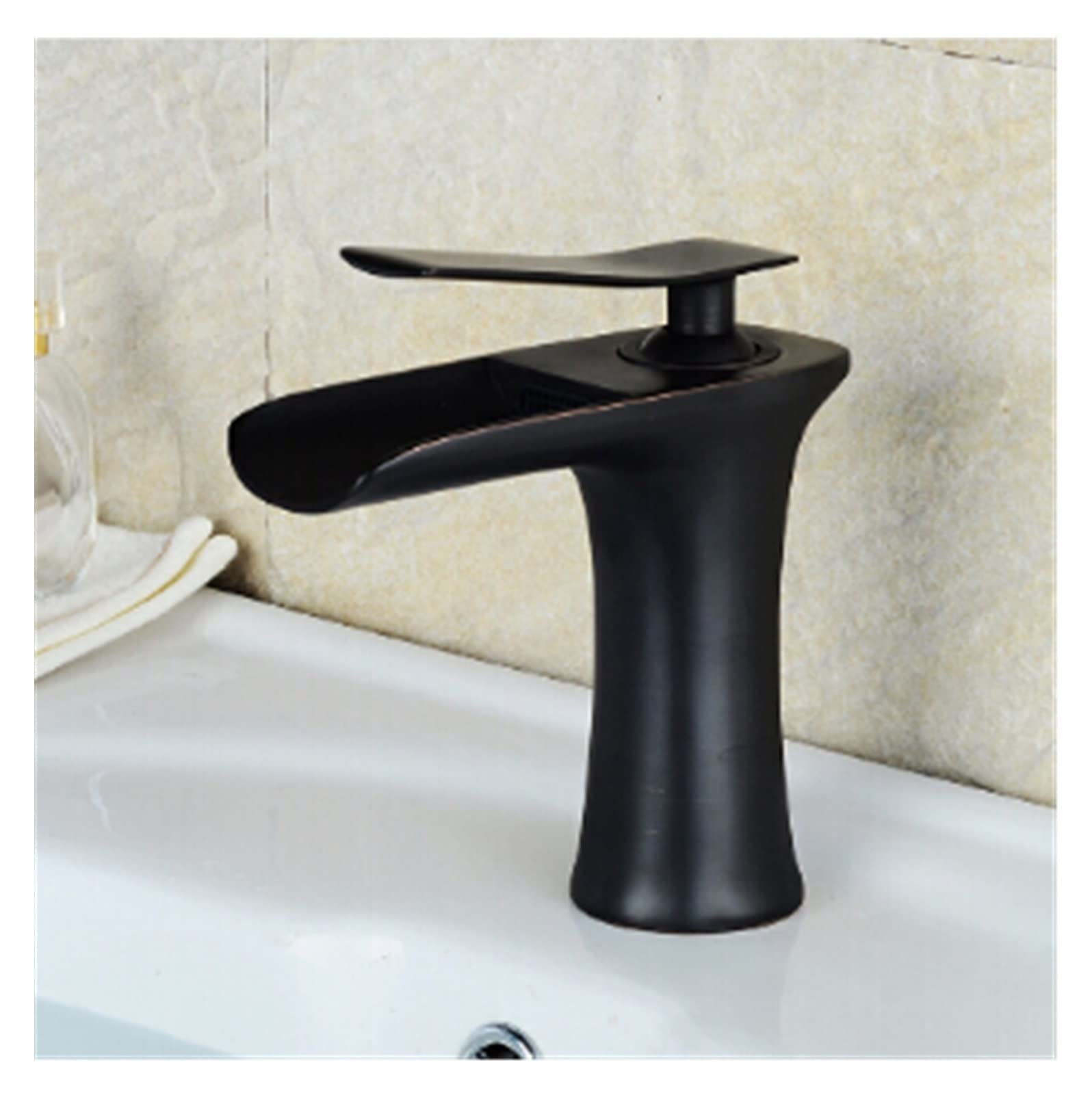 Mooilko Nero Antique Basin Faucets Waterfall Faucet Bathroom Faucet Single Handle Basin Mixer Tap Bath Antique Faucet Brass Sink Water Crane Easy To Install(Nero)