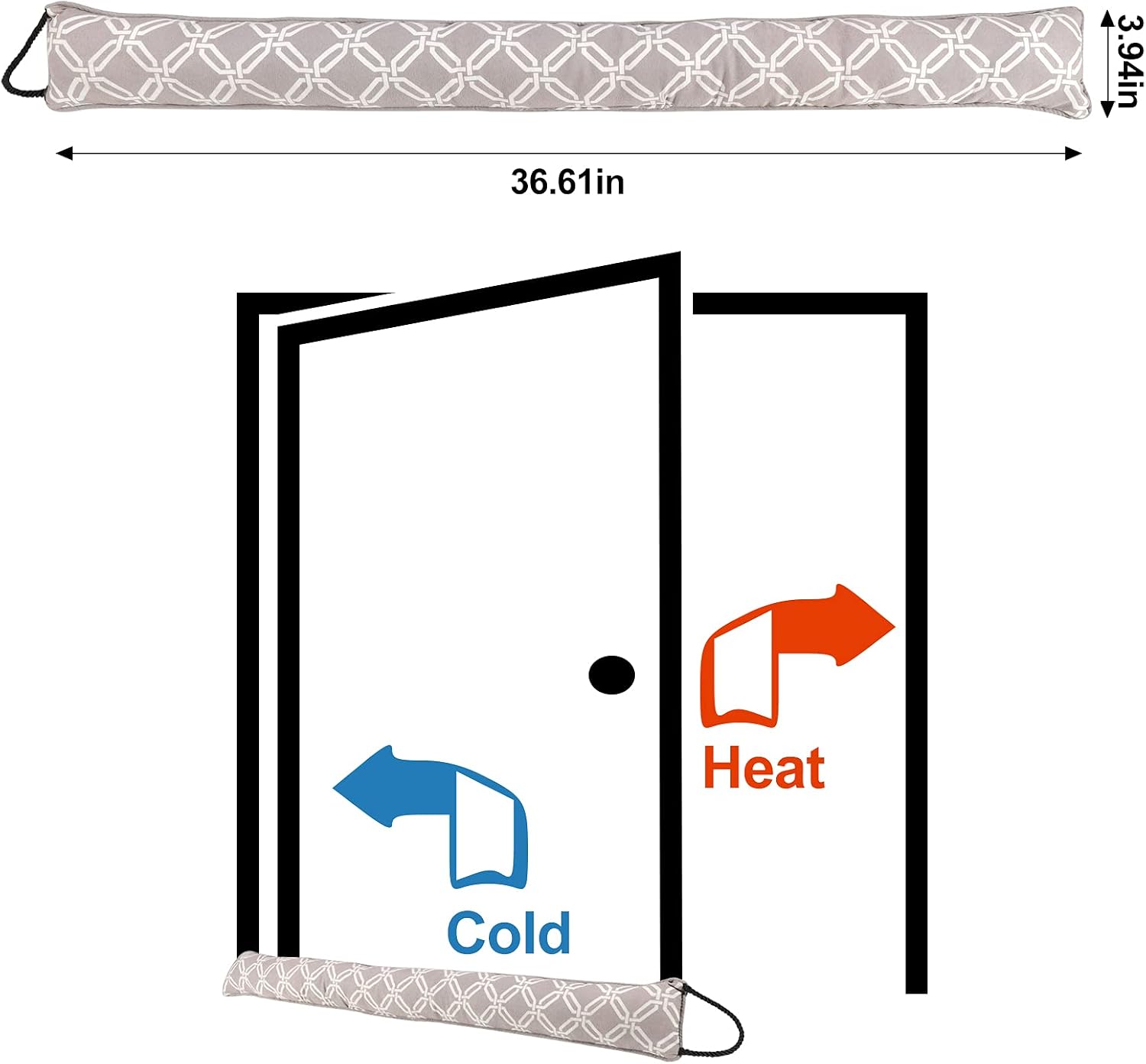 CIMA 36" Weighted Under Door Draft Stopper, Bottom Door Seal Sound Wind Blocker Weather Stripping (Grey and White, 36 inch, 2.0 LBS,2 Pack)